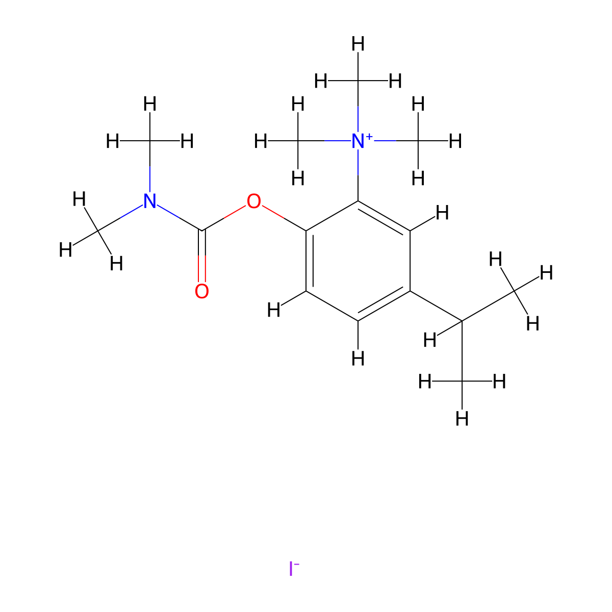 Ammonium, ((2-hydroxy-5-isopropyl)phenyl)trimethyl-, iodide, dimethylcarbamate molecular structure, CAS 64046-25-9