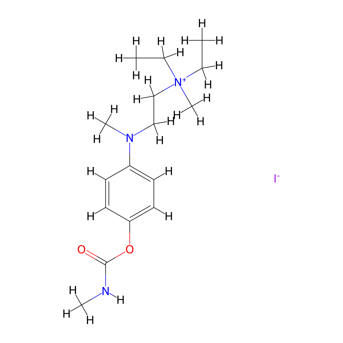 Ammonium, ((2-(4-hydroxy-N-methyl)anilino)ethyl)diethylmethyl-, iodide, methylcarbamate molecular structure, CAS 64046-28-2