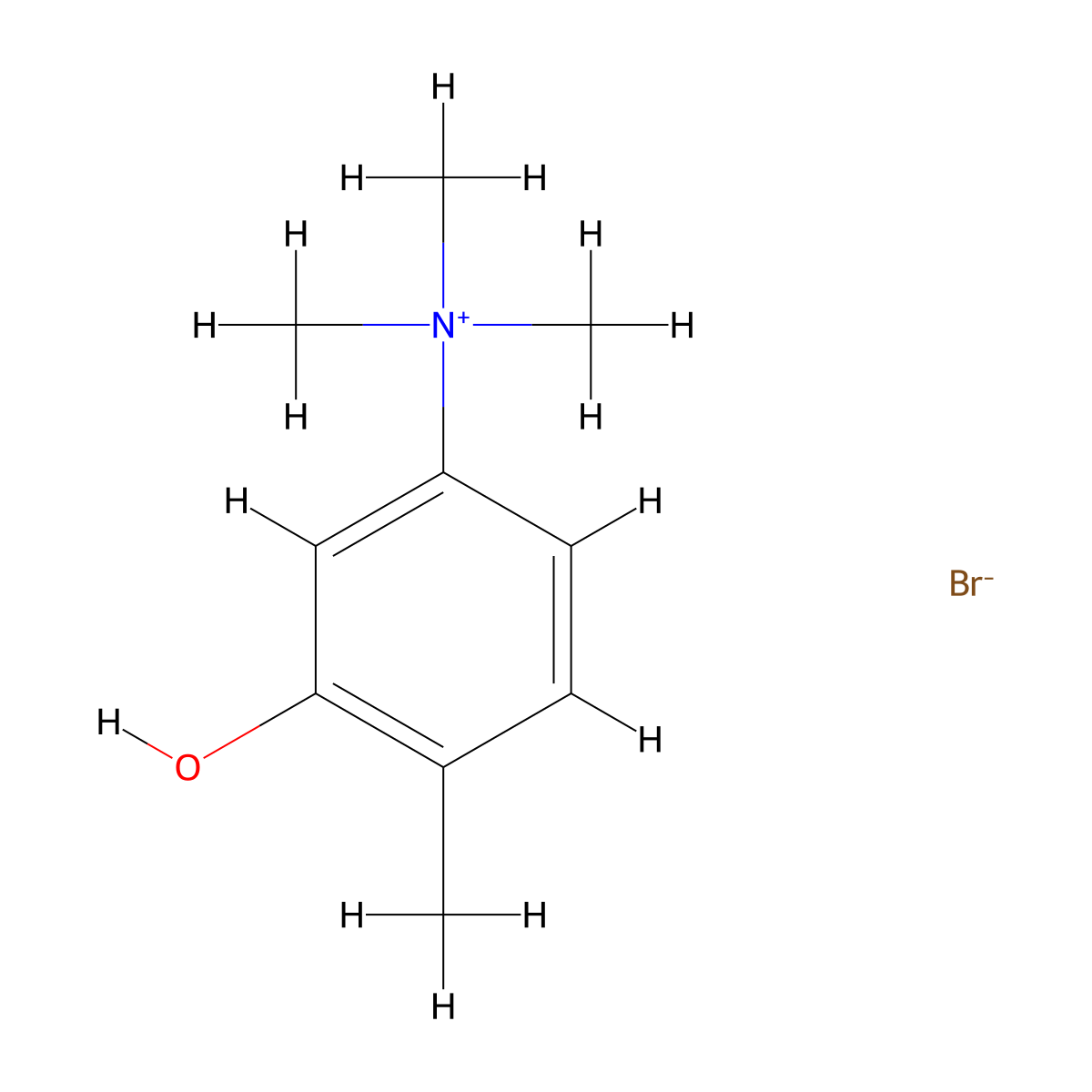 Ammonium, (3-hydroxy-4-methylphenyl)trimethyl-, bromide molecular structure, CAS 64046-33-9