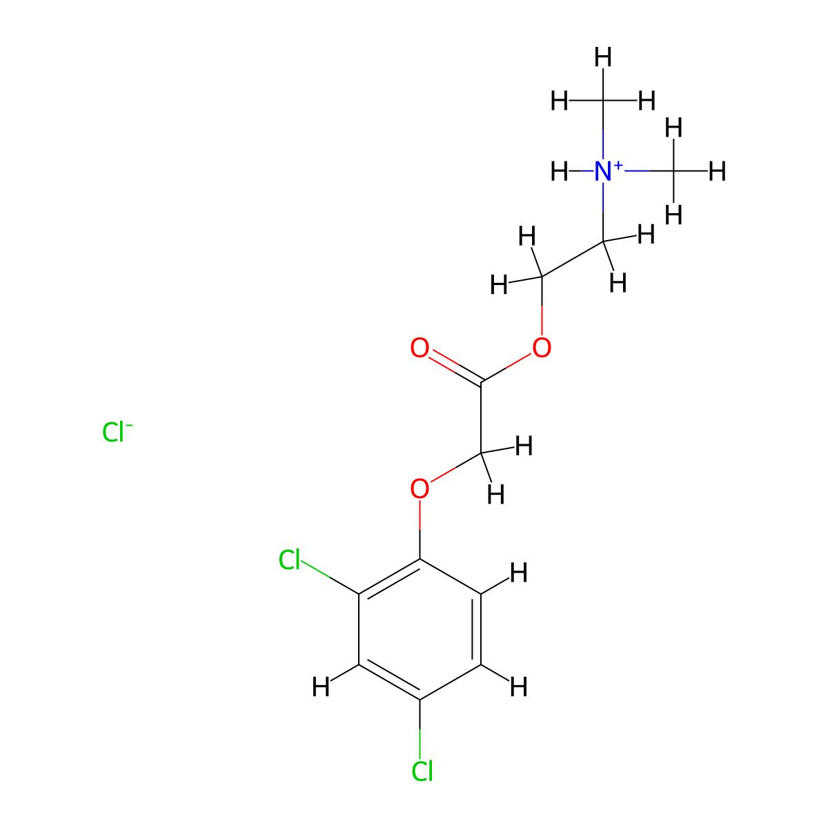 Acetic acid, 2,4-dichlorophenoxy-, 2-dimethylaminoethyl ester, hydrochloride molecular structure, CAS 64046-52-2
