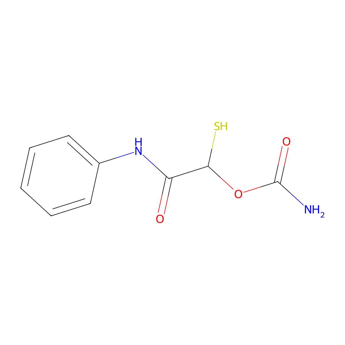 Acetanilide, 2-hydroxy-2-mercapto-, carbamate (ester) molecular structure, CAS 64046-58-8