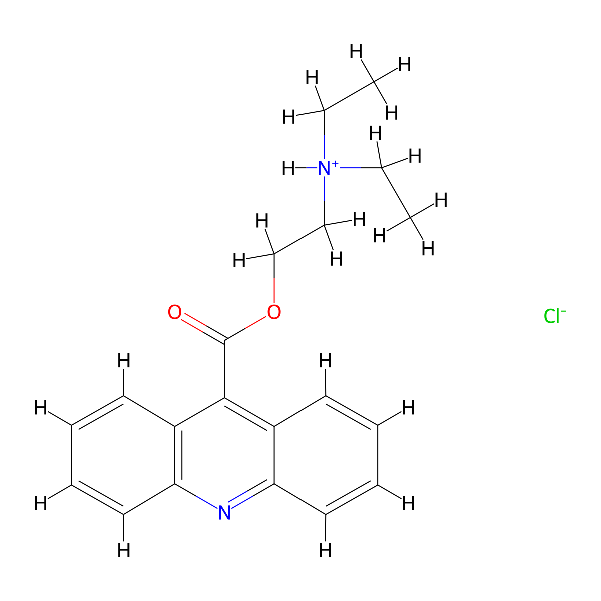 2-(Diethylamino)ethyl acridine-9-carboxylate--hydrogen chloride (1/1) molecular structure, CAS 64046-81-7