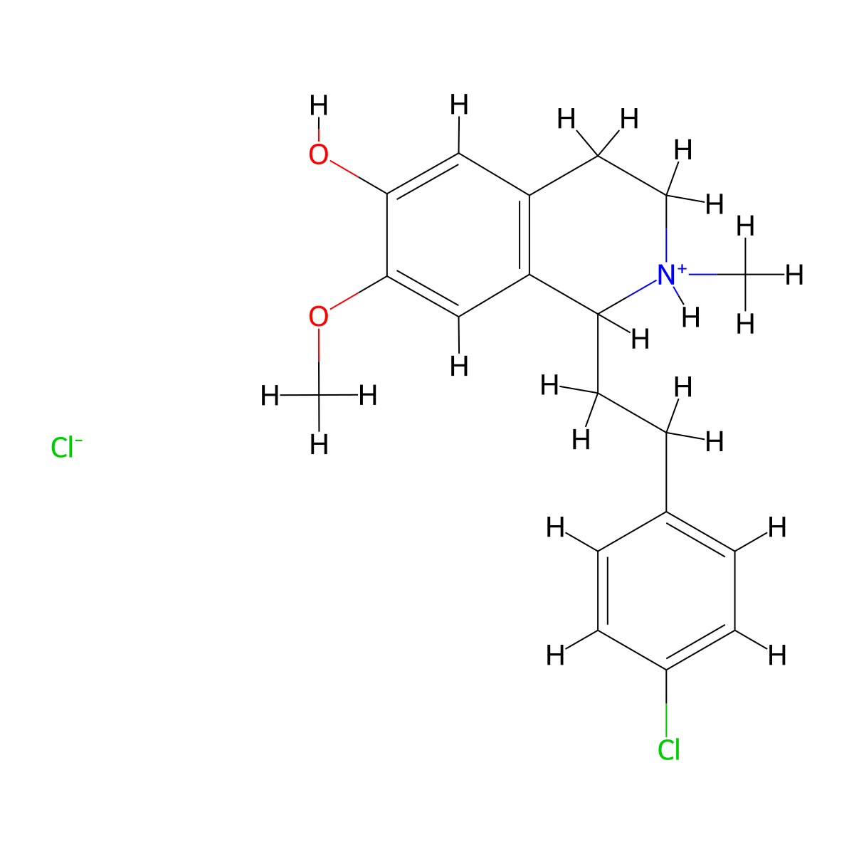 6-Isoquinolinol, 1,2,3,4-tetrahydro-1-(4-chlorophenethyl)-7-methoxy-2-methyl-, hydrochloride molecular structure, CAS 64047-42-3