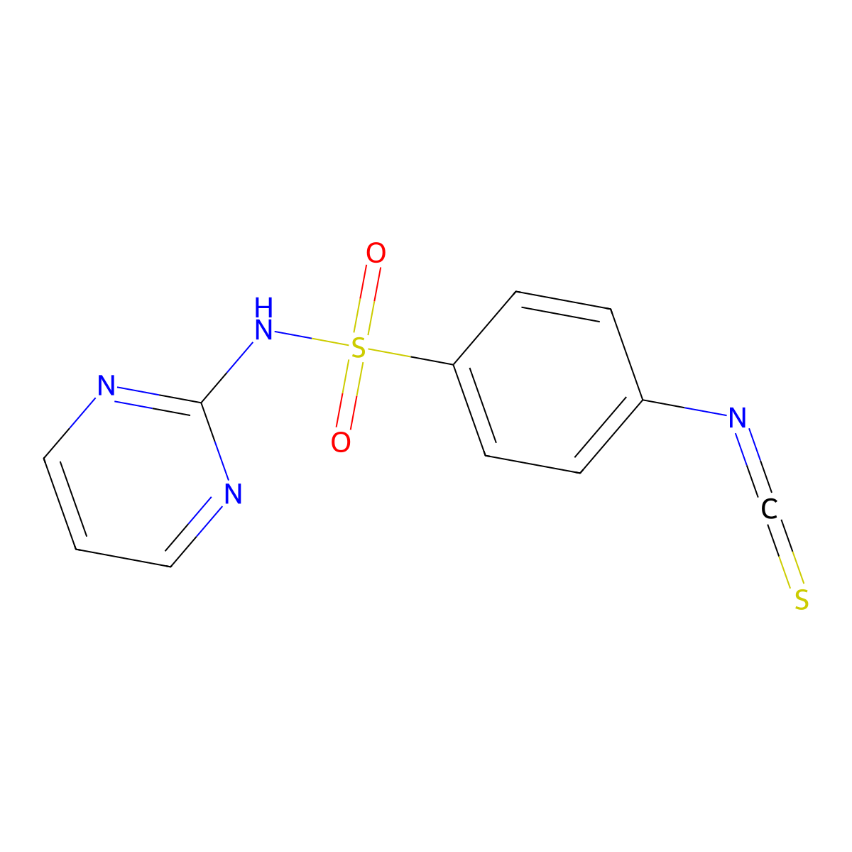 Isothiocyanic acid, p-(2-pyrimidylsulfamyl)phenyl ester molecular structure, CAS 64047-46-7