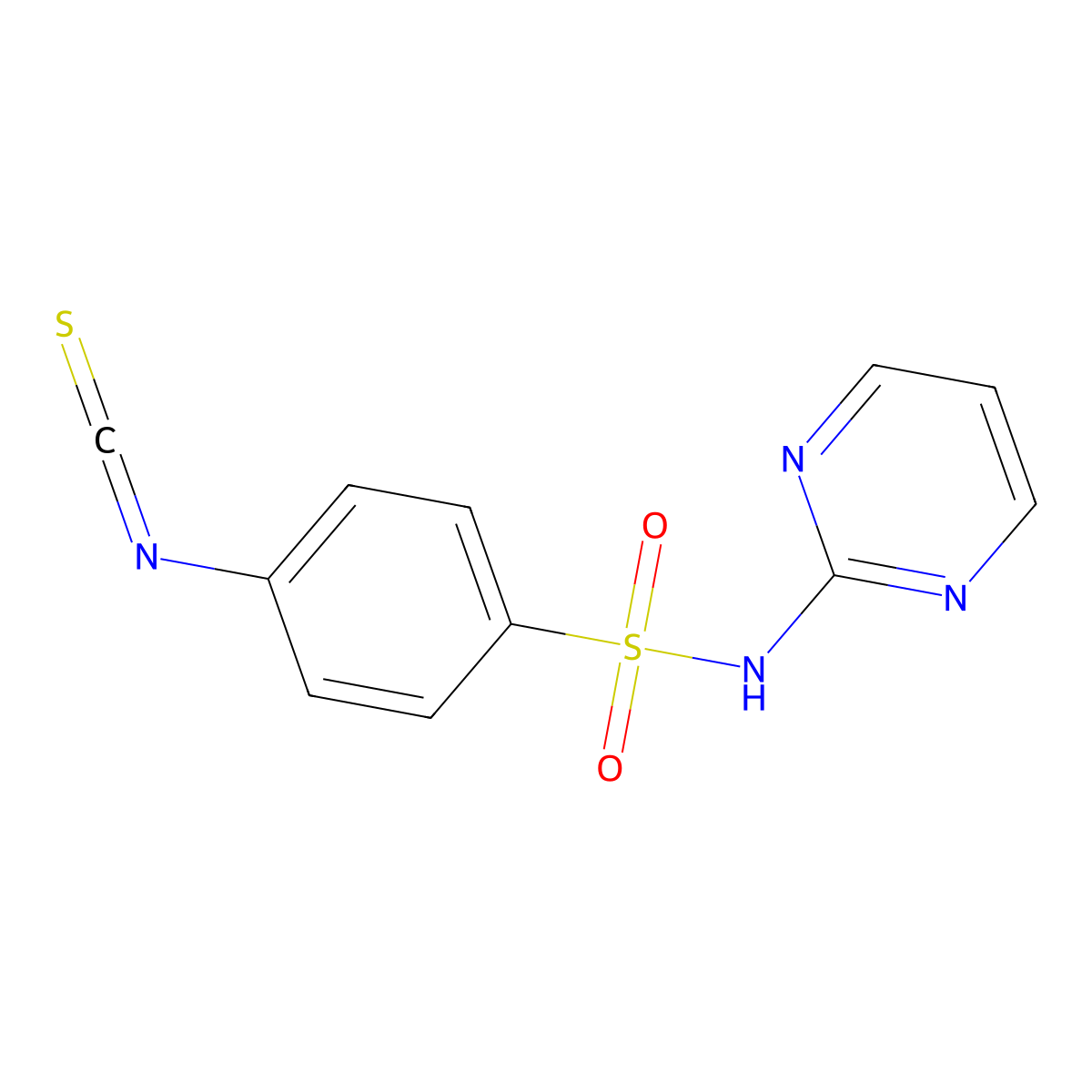 Isothiocyanic acid, p-(2-pyrimidylsulfamyl)phenyl ester molecular structure, CAS 64047-46-7