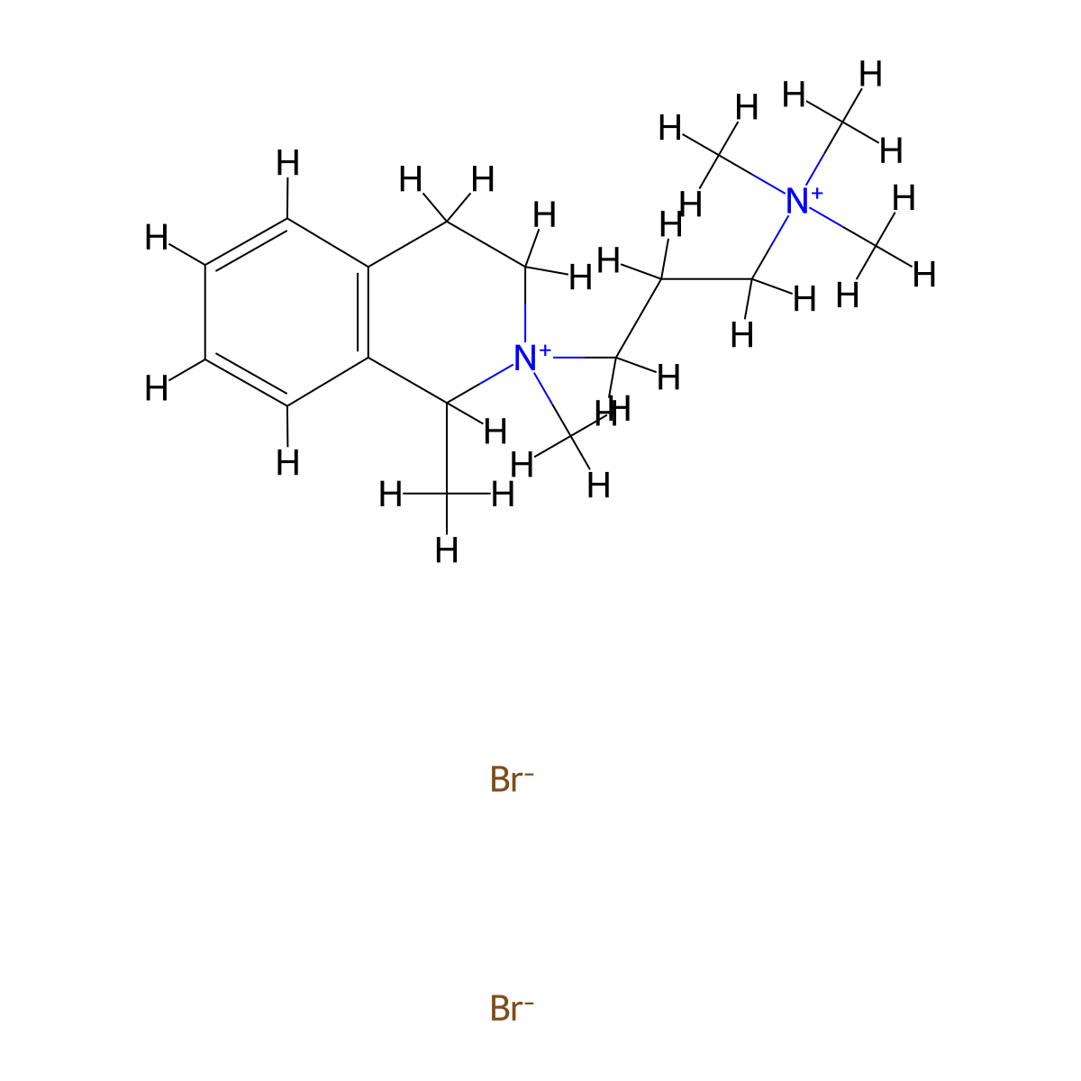 Isoquinolinium, 1,2,3,4-tetrahydro-1,2-dimethyl-2-(3-(trimethylammonio)propyl)-, dibromide molecular structure, CAS 64047-64-9