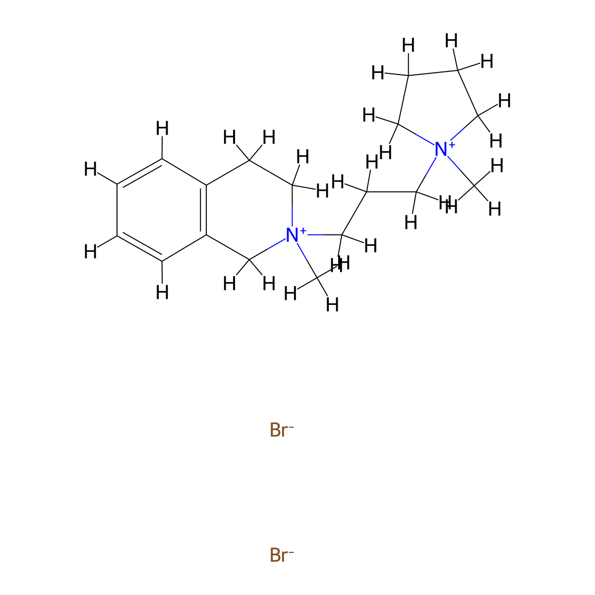 Isoquinolinium, 1,2,3,4-tetrahydro-2-methyl-2-(3-(1-methylpyrrolidinio)propyl)-, dibromide molecular structure, CAS 64047-66-1