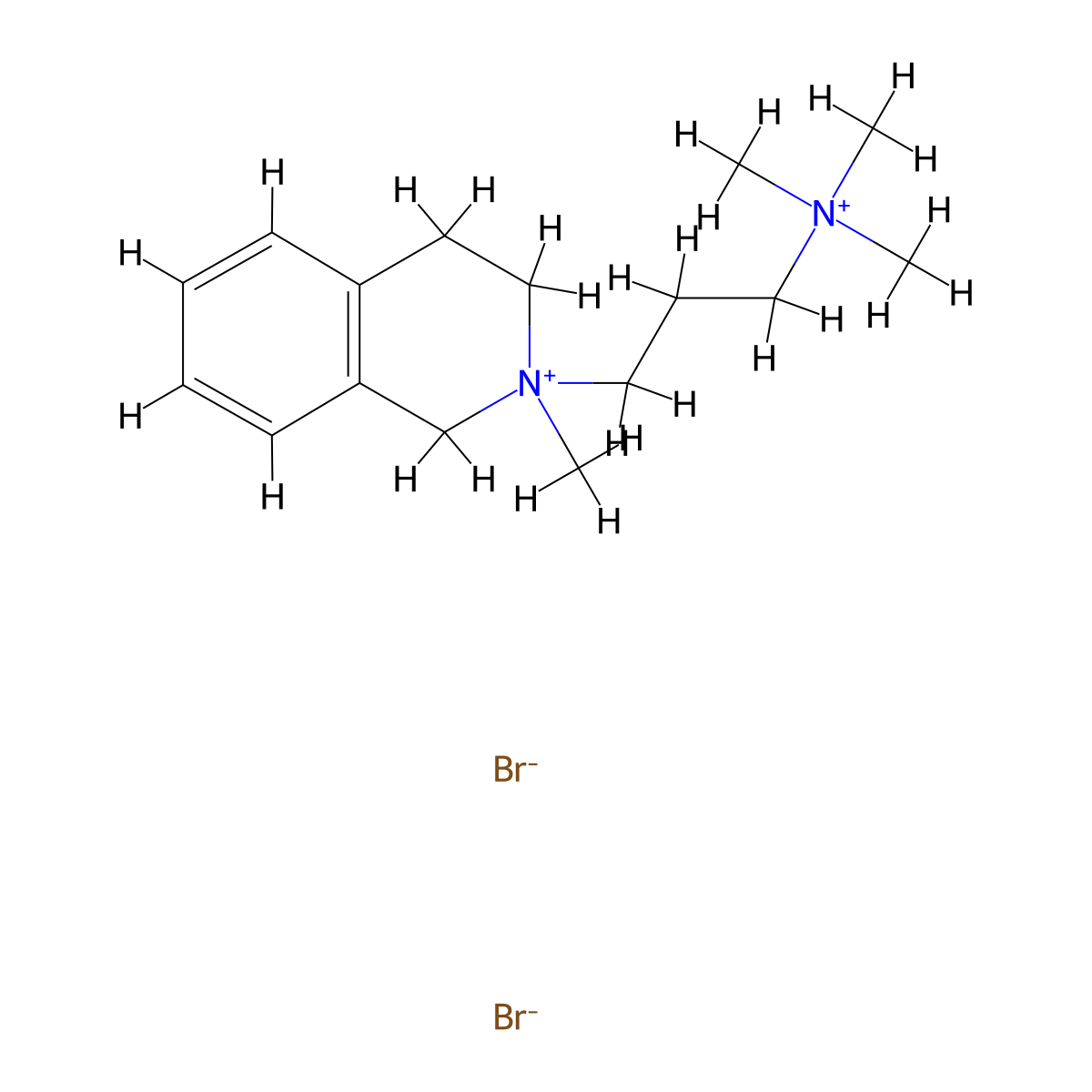 Isoquinolinium, 1,2,3,4-tetrahydro-2-methyl-2-(3-(trimethylammonio)propyl)-, dibromide molecular structure, CAS 64047-67-2