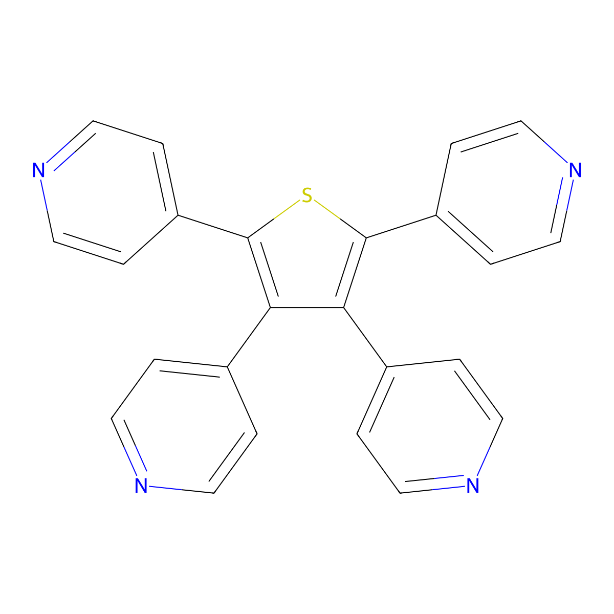 4,4',4'',4'''-(Thiene-2,3,4,5-tetrayl)tetrapyridine molecular structure, CAS 64048-12-0