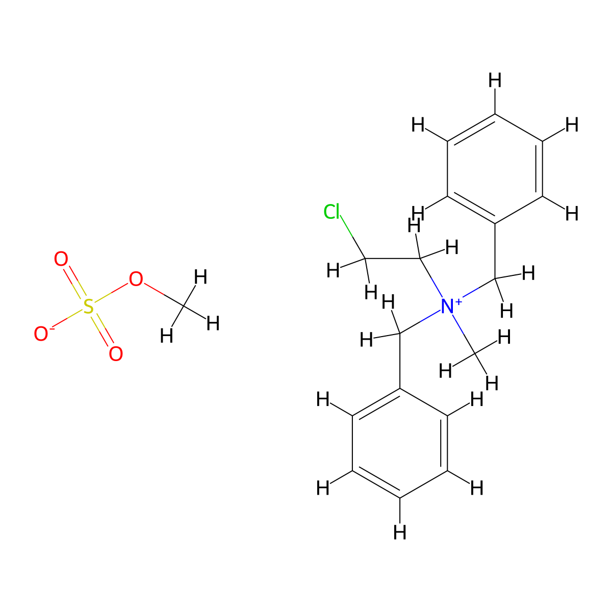 Ammonium, (2-chloroethyl)dibenzylmethyl-, methylsulfate molecular structure, CAS 64048-30-2