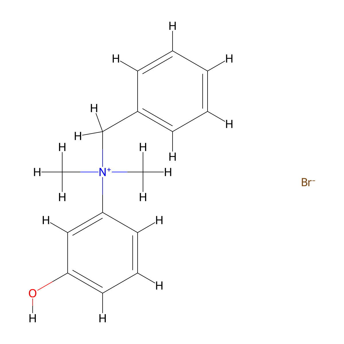Ammonium, benzyldimethyl(3-hydroxyphenyl)-, bromide molecular structure, CAS 64048-42-6