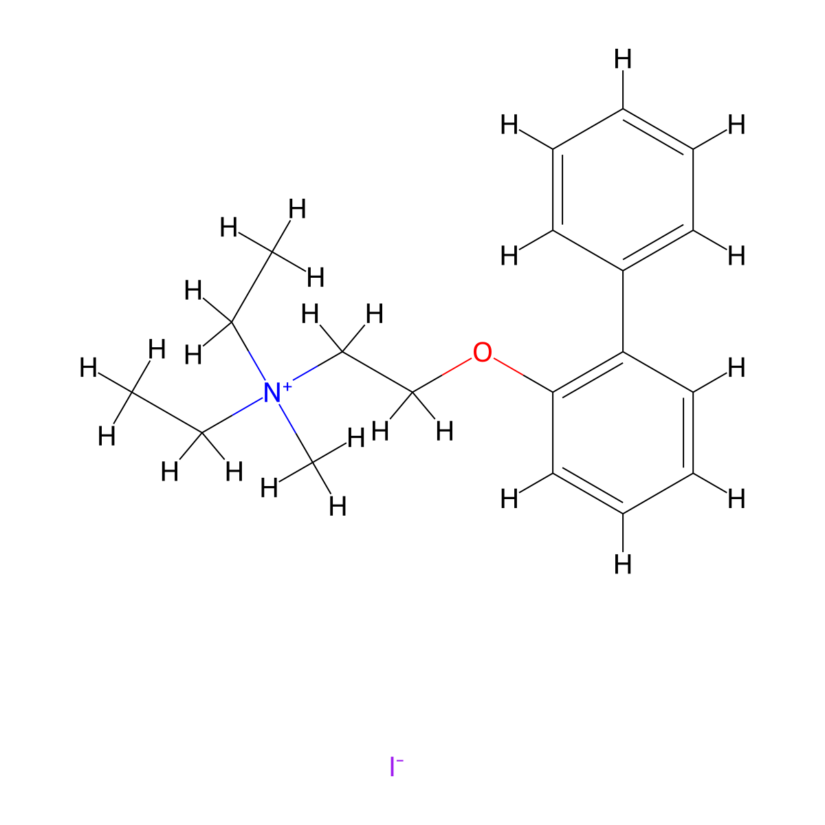 Ammonium, (2-(o-biphenylyloxy)ethyl)diethylmethyl-, iodide molecular structure, CAS 64048-47-1