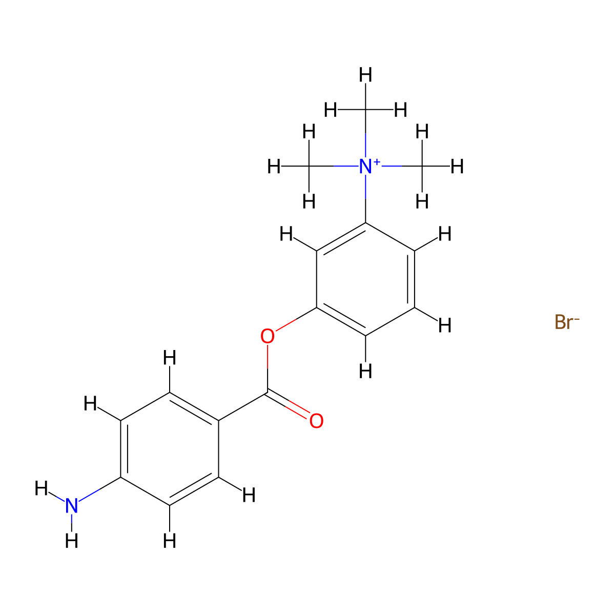 Ammonium, 3-(p-aminobenzoyloxy)phenyltrimethyl-, bromide molecular structure, CAS 64048-57-3