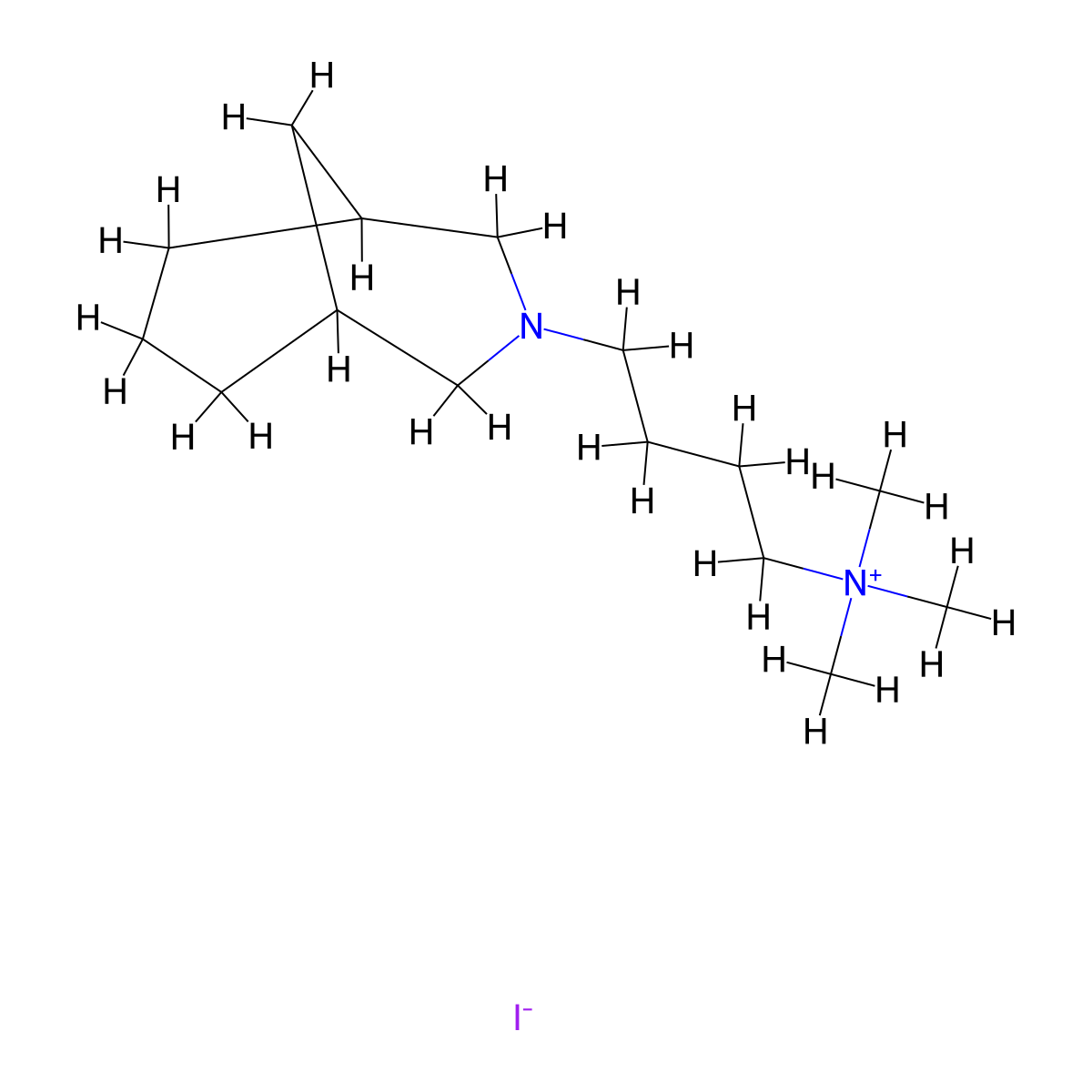 Ammonium, (4-(3-azabicyclo(3.3.1)non-3-yl)butyl)trimethyl-, iodide molecular structure, CAS 64048-59-5