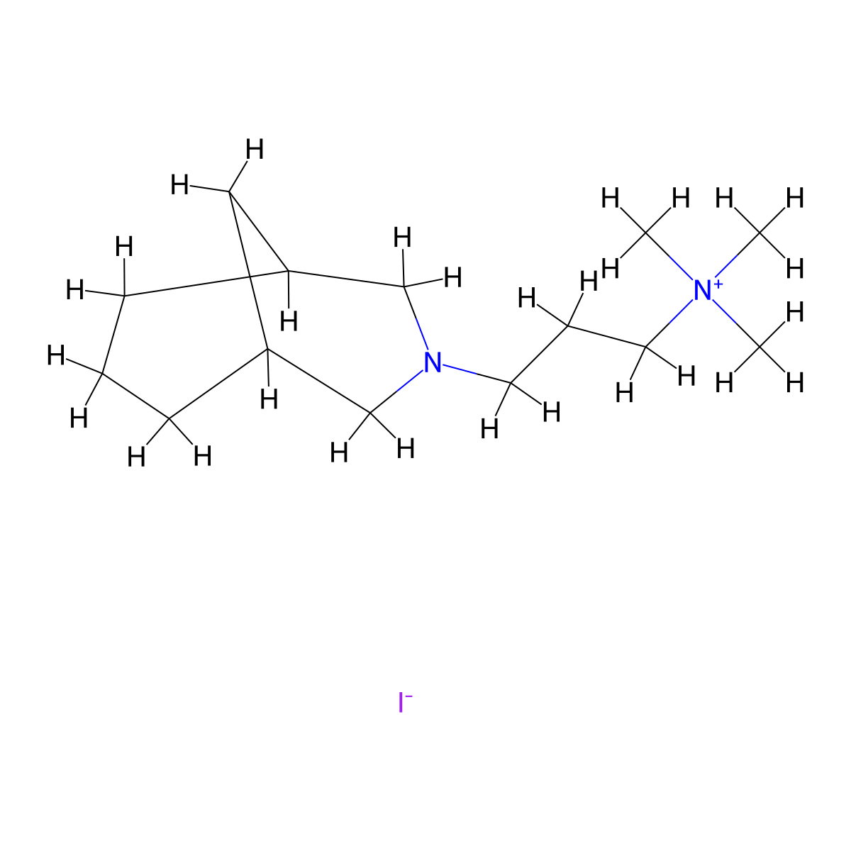 Ammonium, (3-(3-azabicyclo(3.3.1)non-3-yl)propyl)trimethyl-, iodide molecular structure, CAS 64048-61-9