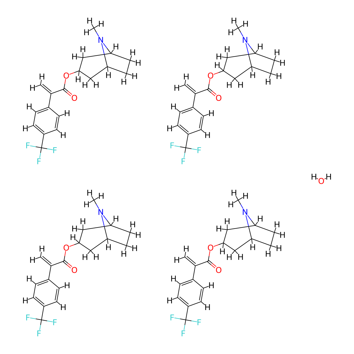 Atropic acid, 4'-(trifluoromethyl)-, 3-tropanyl ester, quarterhydrate molecular structure, CAS 64048-79-9