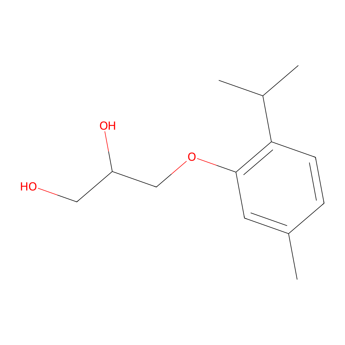 1,2-Propanediol, 3-(6-isopropyl-m-tolyloxy)- molecular structure, CAS 64049-39-4