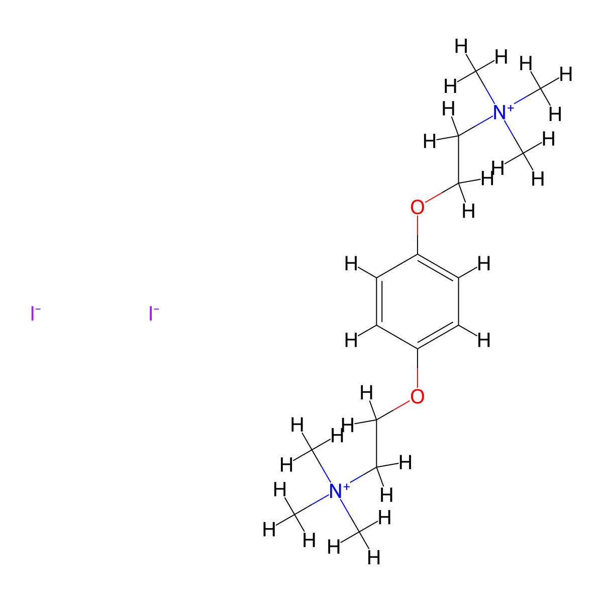 Ammonium, (1,4-phenylenebis(oxyethylene))bis(trimethyl-, diiodide molecular structure, CAS 64049-54-3