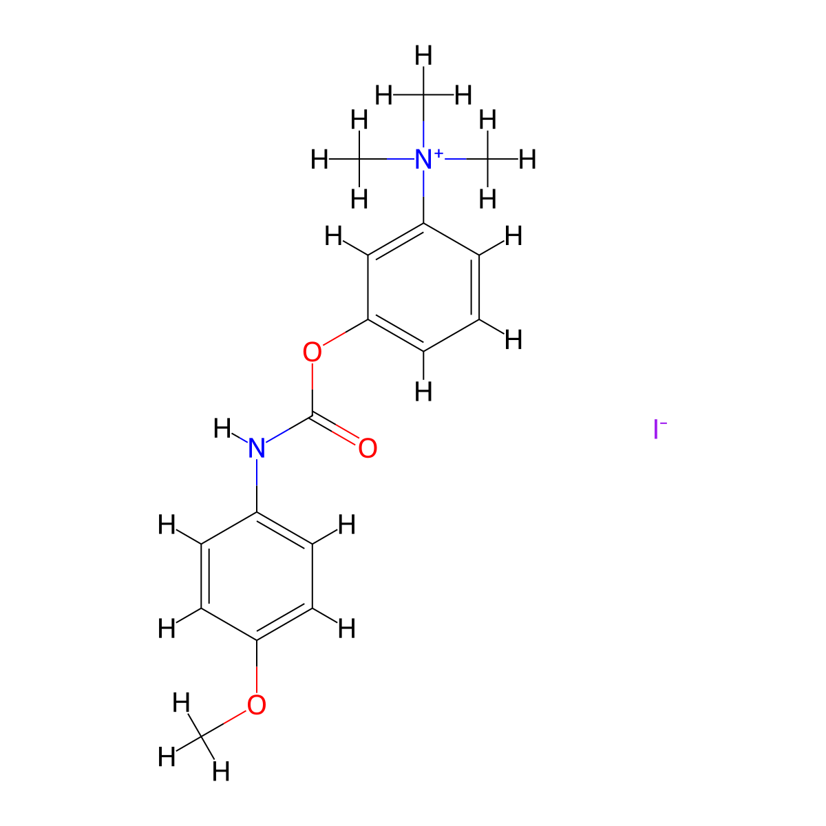 Ammonium, (m-hydroxyphenyl)trimethyl-, iodide, (p-methoxyphenyl)carbamate molecular structure, CAS 64049-76-9
