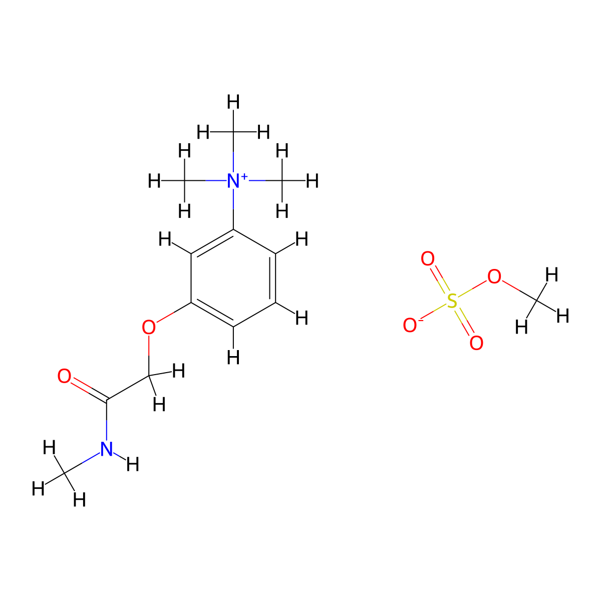 Ammonium, (m-(N-methylcarbamoylmethoxy)phenyl)trimethyl-, methylsulfate molecular structure, CAS 64049-79-2
