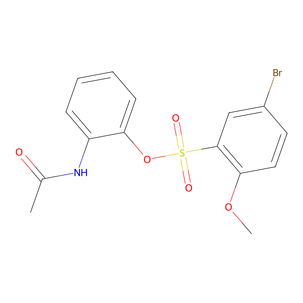 2-(Acetylamino)phenyl 5-bromo-2-methoxybenzenesulfonate molecular structure, CAS 6405-21-6