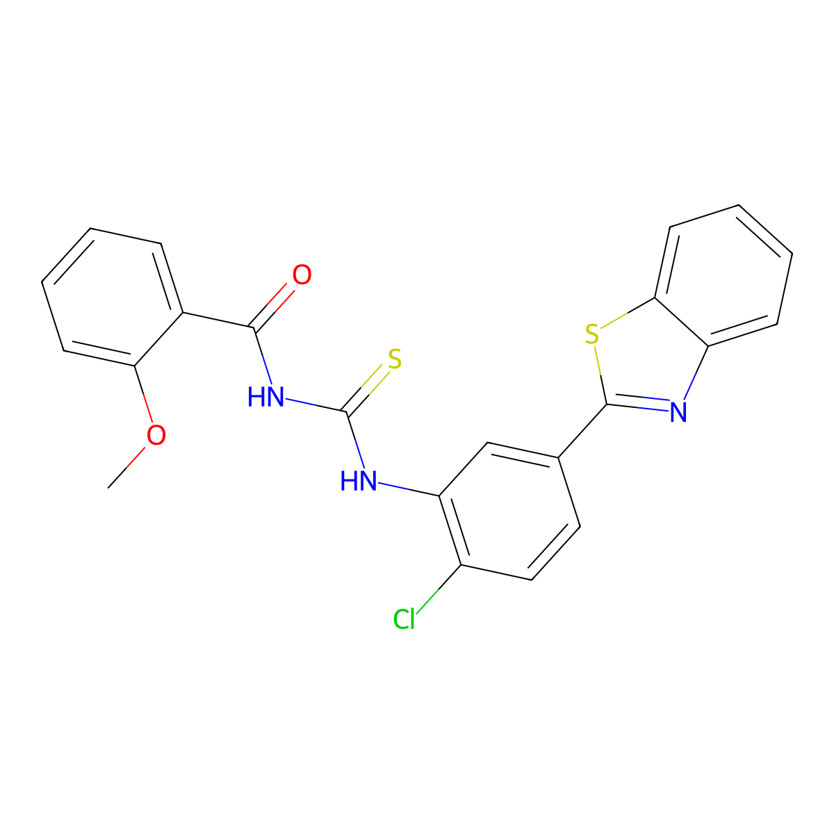 N-{[5-(1,3-benzothiazol-2-yl)-2-chlorophenyl]carbamothioyl}-2-methoxybenzamide molecular structure, CAS 6405-38-5