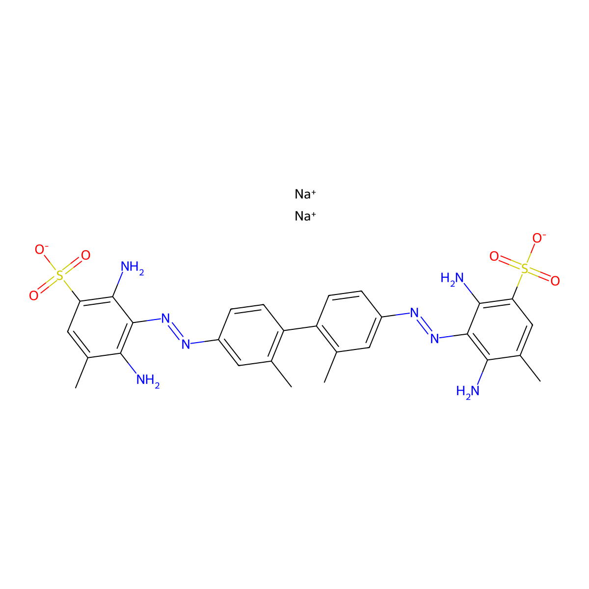 Benzenesulfonic acid, 3,3'-((3,3'-dimethyl(1,1'-biphenyl)-4,4'-diyl)bis(2,1-diazenediyl))bis(2,4-diamino-5-methyl-, sodium salt (1:2) molecular structure, CAS 6405-94-3