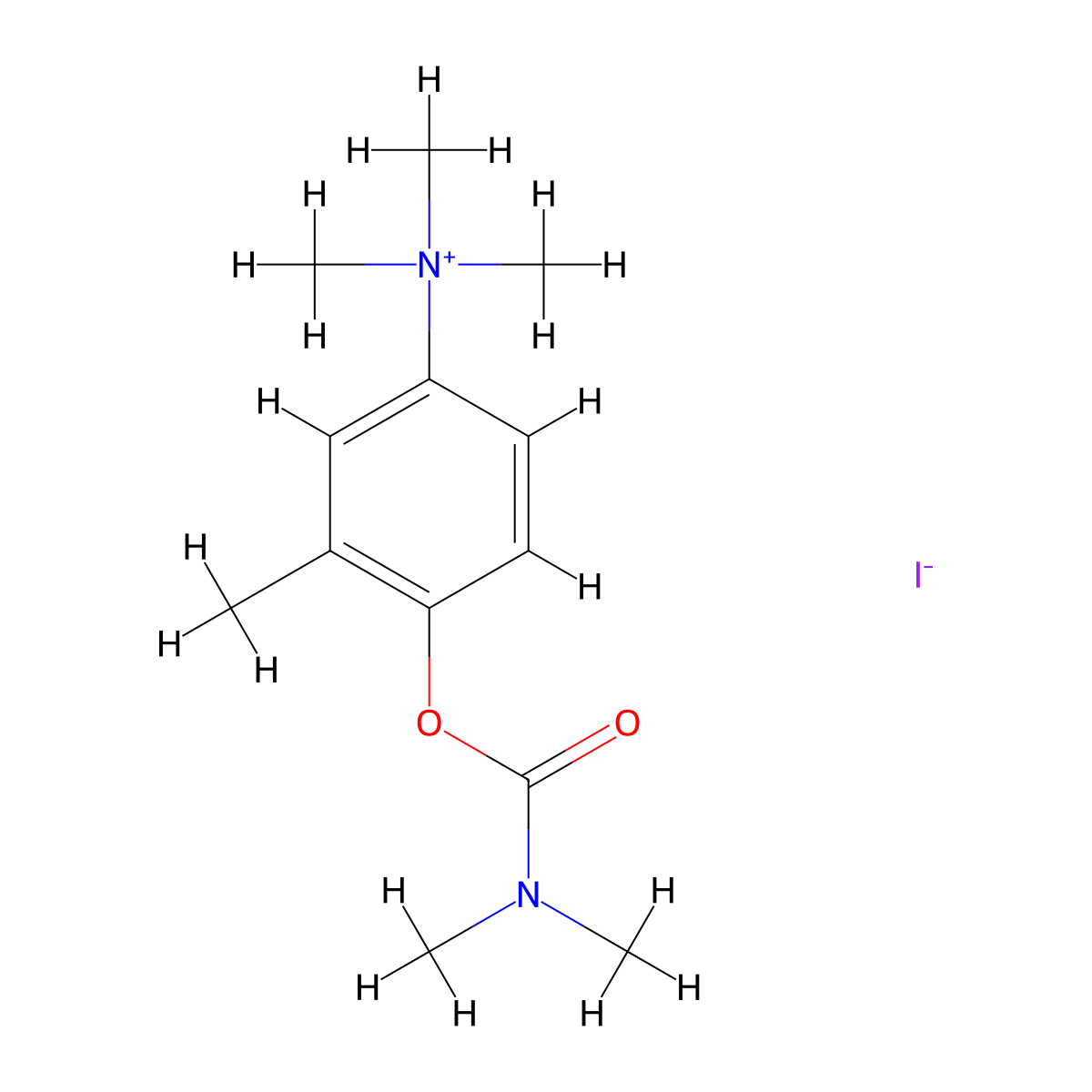 Ammonium, (4-hydroxy-m-tolyl)trimethyl-, iodide, dimethylcarbamate molecular structure, CAS 64050-08-4