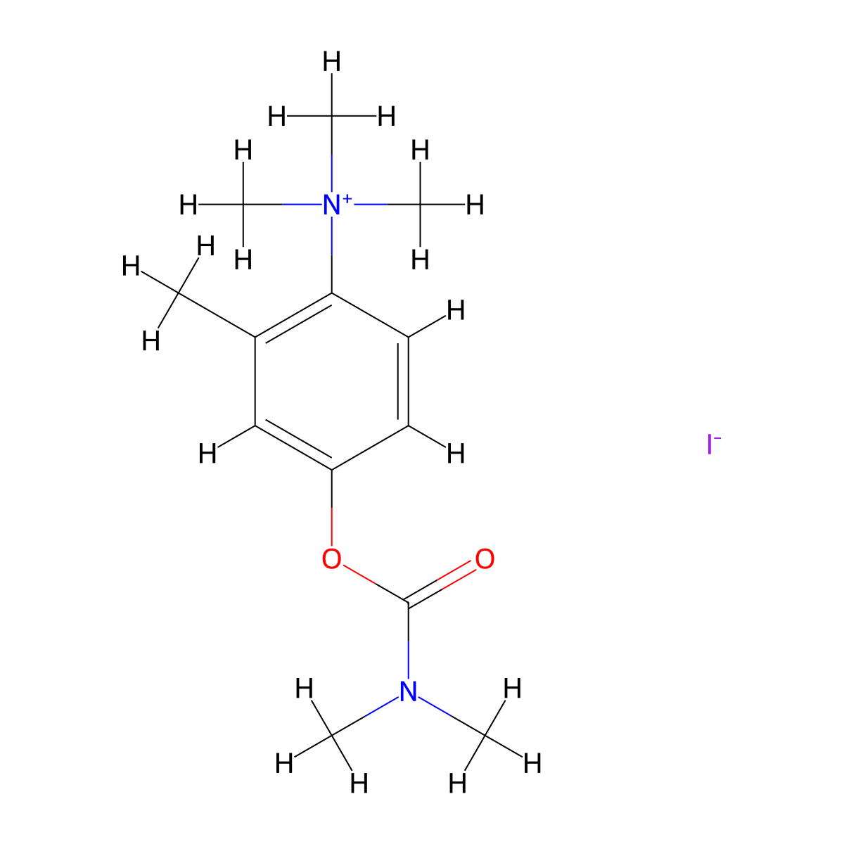 Ammonium, (4-hydroxy-o-tolyl)trimethyl-, iodide, dimethylcarbamate molecular structure, CAS 64050-09-5