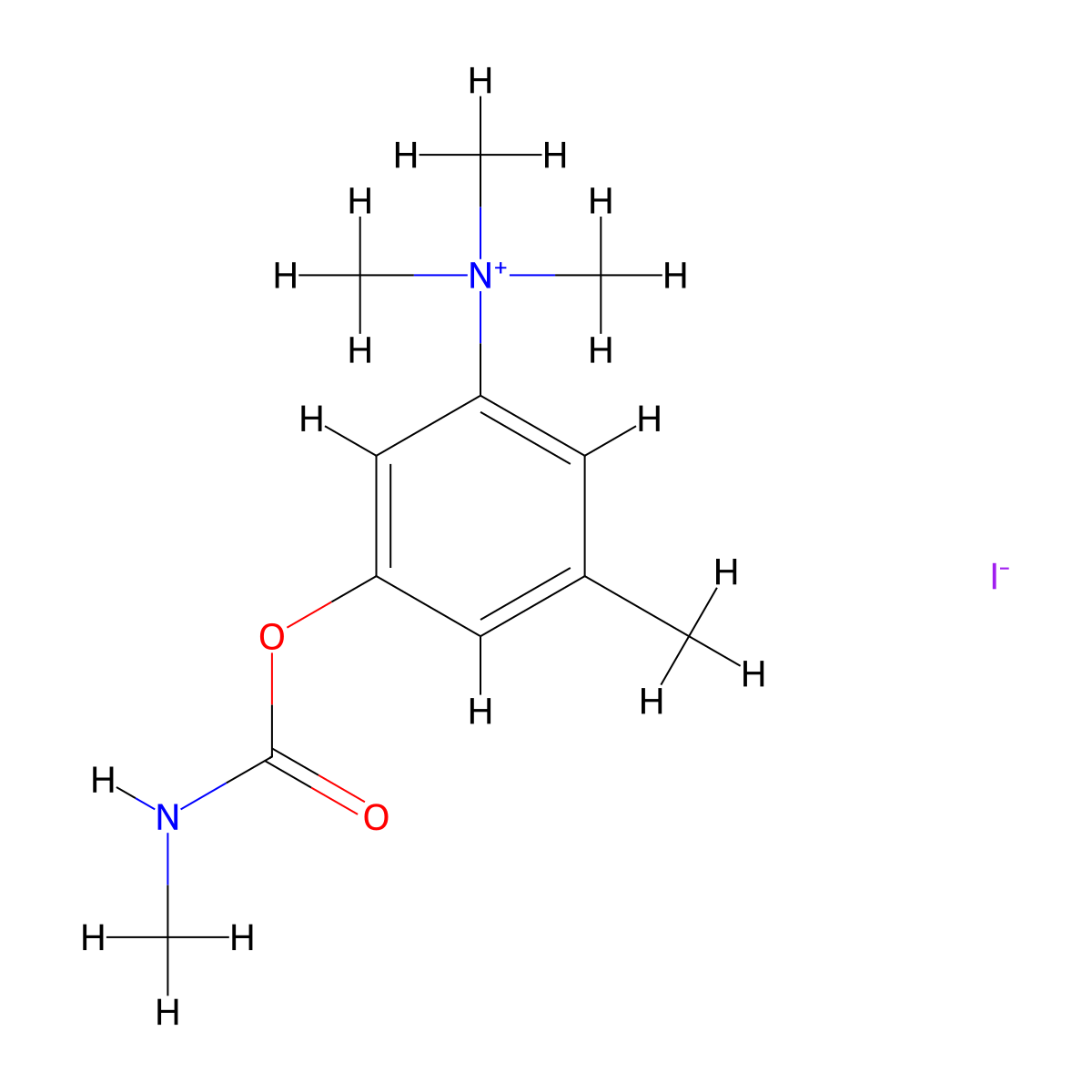 Ammonium, (3-hydroxy-m-tolyl)trimethyl-, iodide, methylcarbamate molecular structure, CAS 64050-11-9