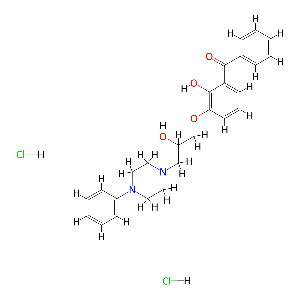 Benzophenone, 4-(2-hydroxy-3-(4-phenylpiperazinyl)propoxy)-, dihydrochloride molecular structure, CAS 64050-24-4