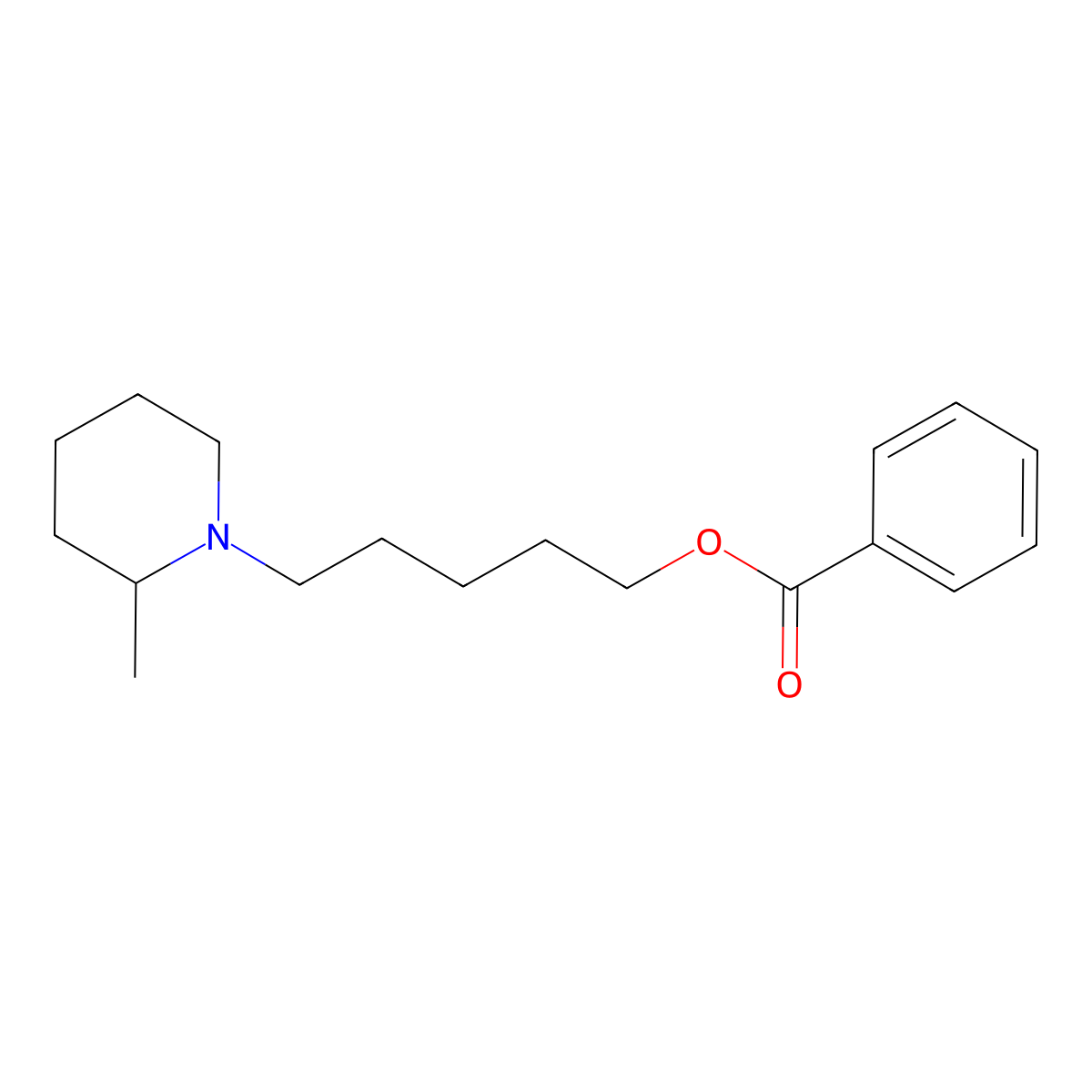 Benzoic acid, 5-(2'-methylpiperidino)pentyl ester molecular structure, CAS 64050-33-5