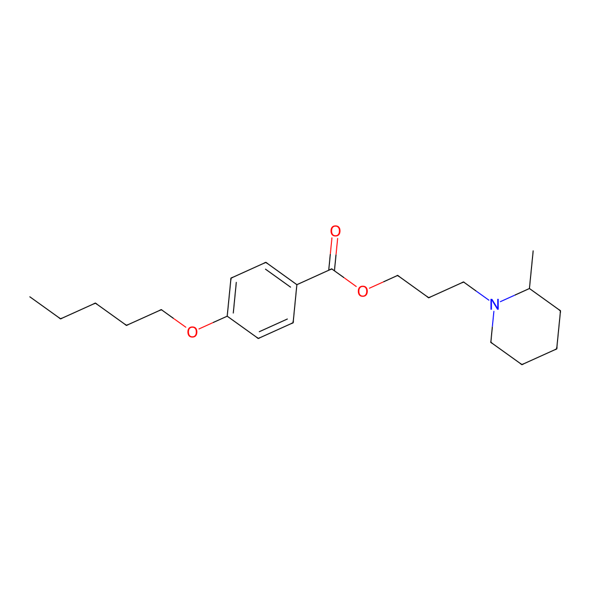 3-(2-Methylpiperidin-1-yl)propyl 4-(pentyloxy)benzoate molecular structure, CAS 64050-37-9