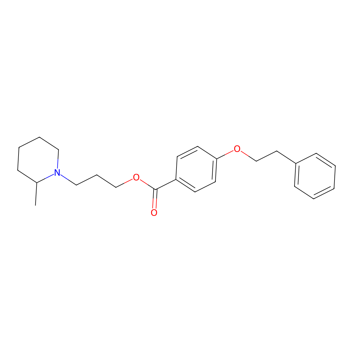 Benzoic acid, p-phenethyloxy-, 3-(2'-methylpiperidino)propyl ester molecular structure, CAS 64050-39-1