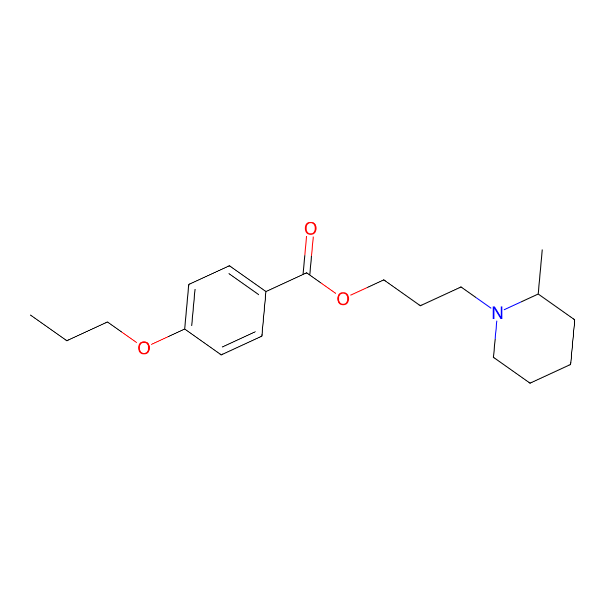 Benzoic acid, p-propoxy-, 3-(2'-methylpiperidino)propyl ester molecular structure, CAS 64050-43-7