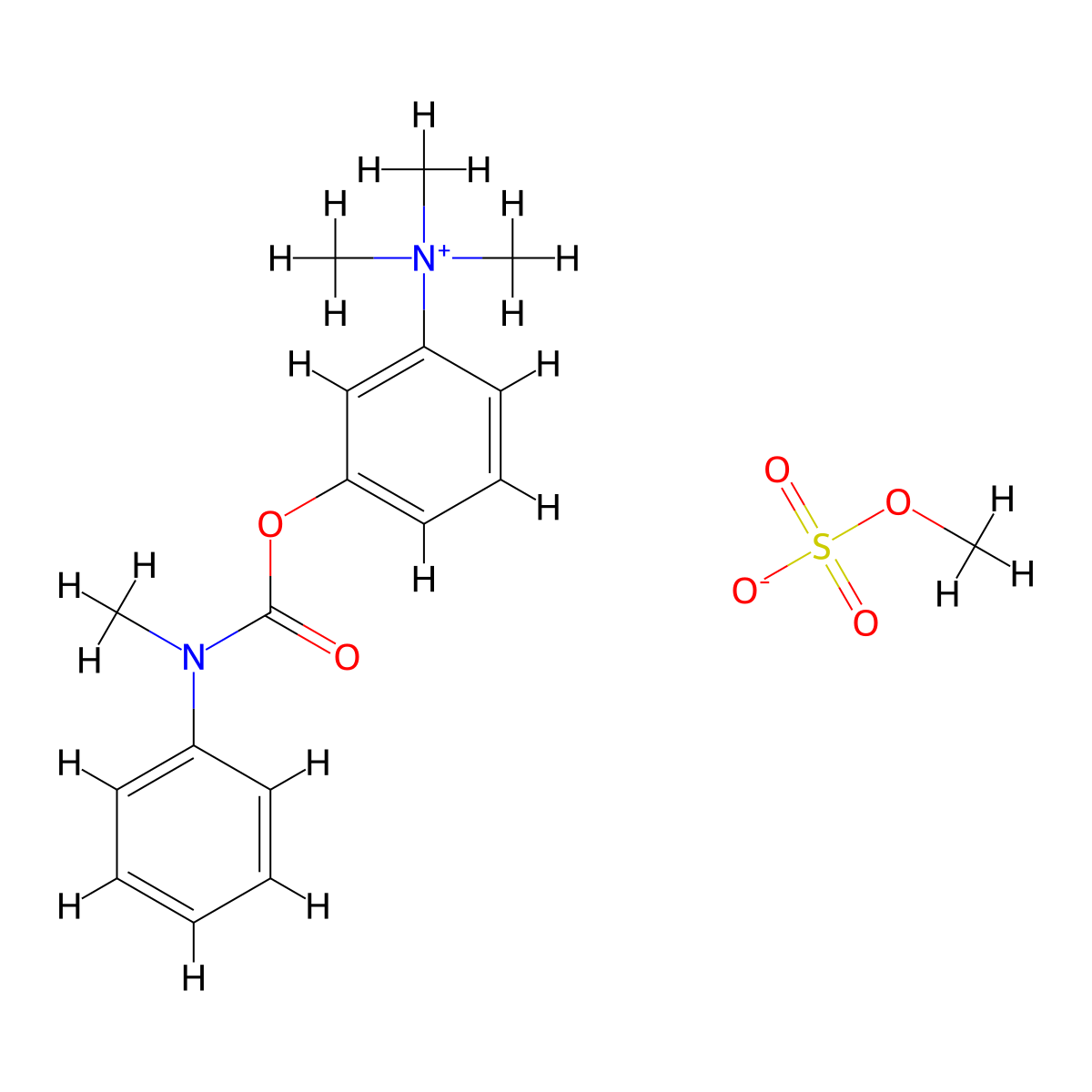 Ammonium, (m-hydroxyphenyl)trimethyl-, methylsulfate, methylphenylcarbamate molecular structure, CAS 64050-79-9
