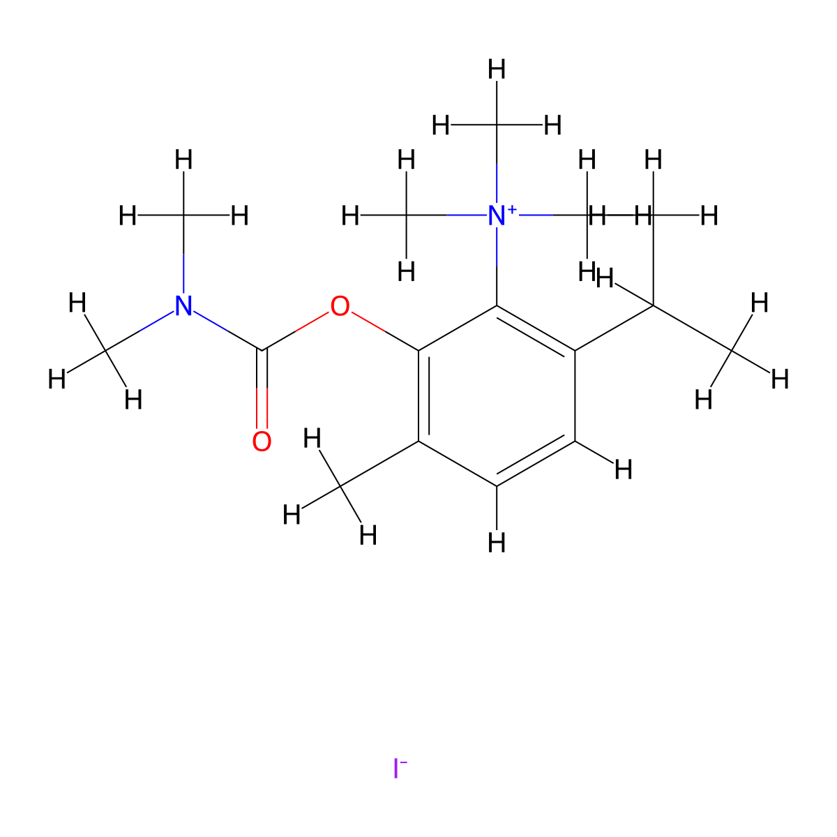 Ammonium, (6-hydroxythymyl)trimethyl-, iodide, dimethylcarbamate molecular structure, CAS 64050-90-4