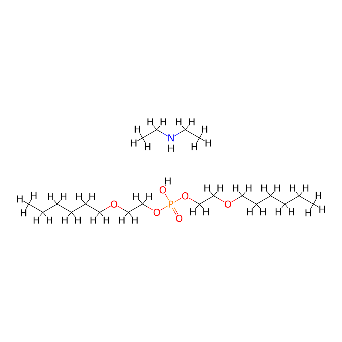 Diethylammonium bis(2-(hexyloxy)ethyl) phosphate molecular structure, CAS 64051-24-7