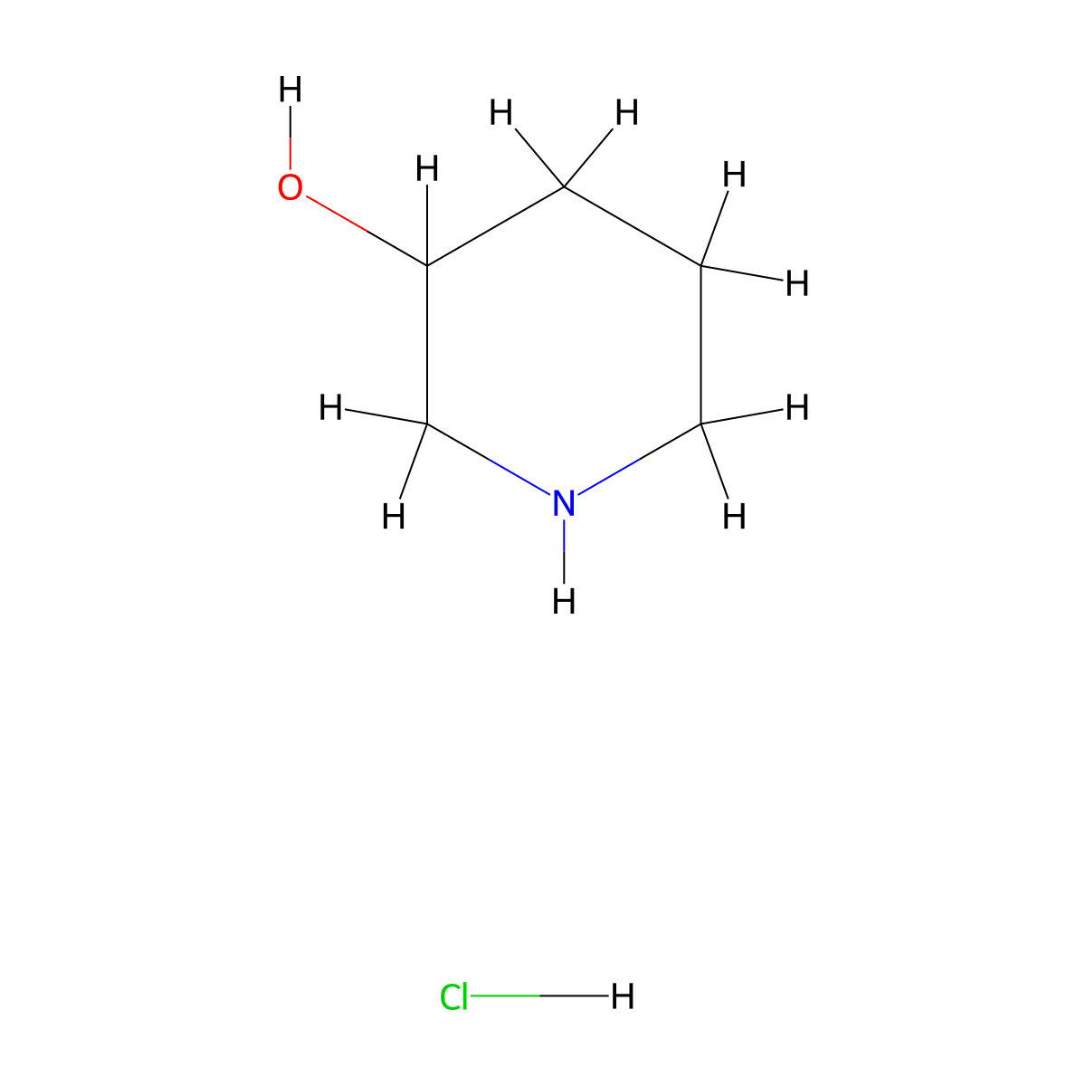 Piperidine-3-ol hydrochloride molecular structure, CAS 64051-79-2