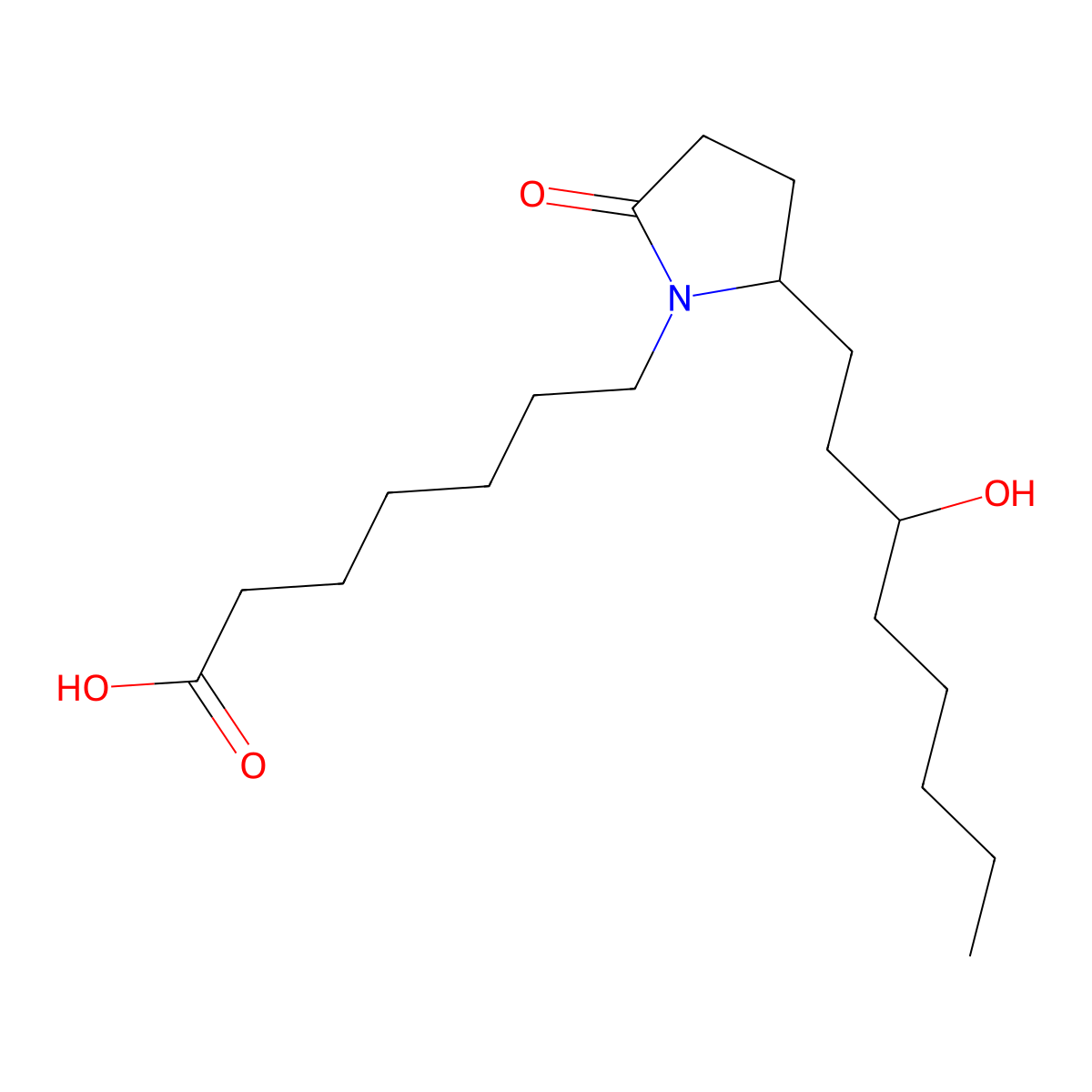 7-[2-(3-Hydroxyoctyl)-5-oxopyrrolidin-1-YL]heptanoic acid molecular structure, CAS 64054-40-6