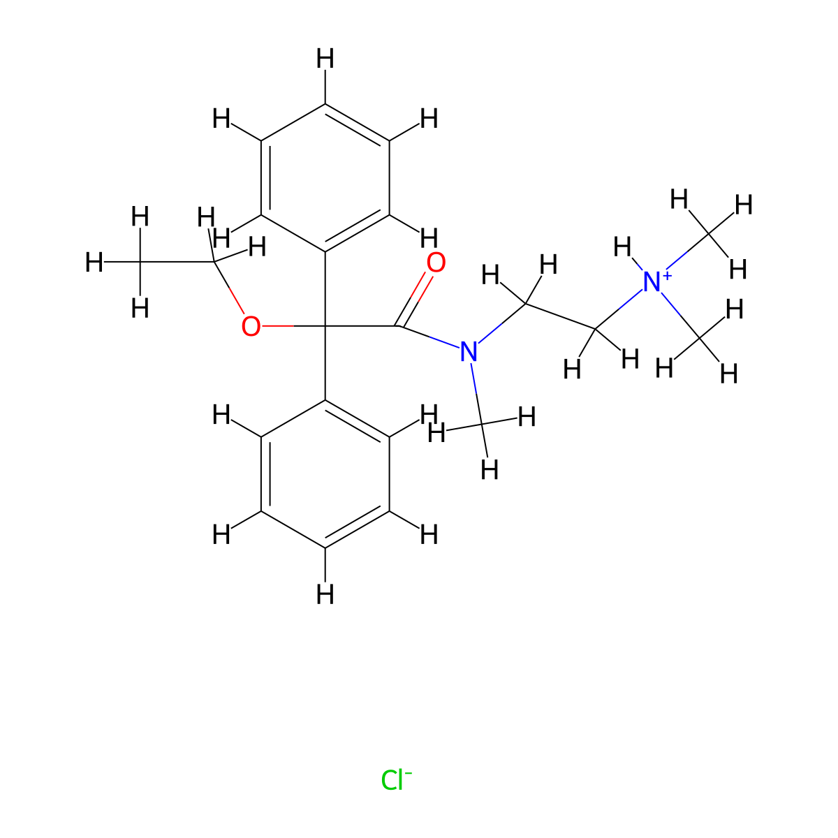 Acetamide, N-(2-dimethylaminoethyl)-2-ethoxy-N-methyl-2,2-diphenyl-, hydrochloride molecular structure, CAS 64057-54-1