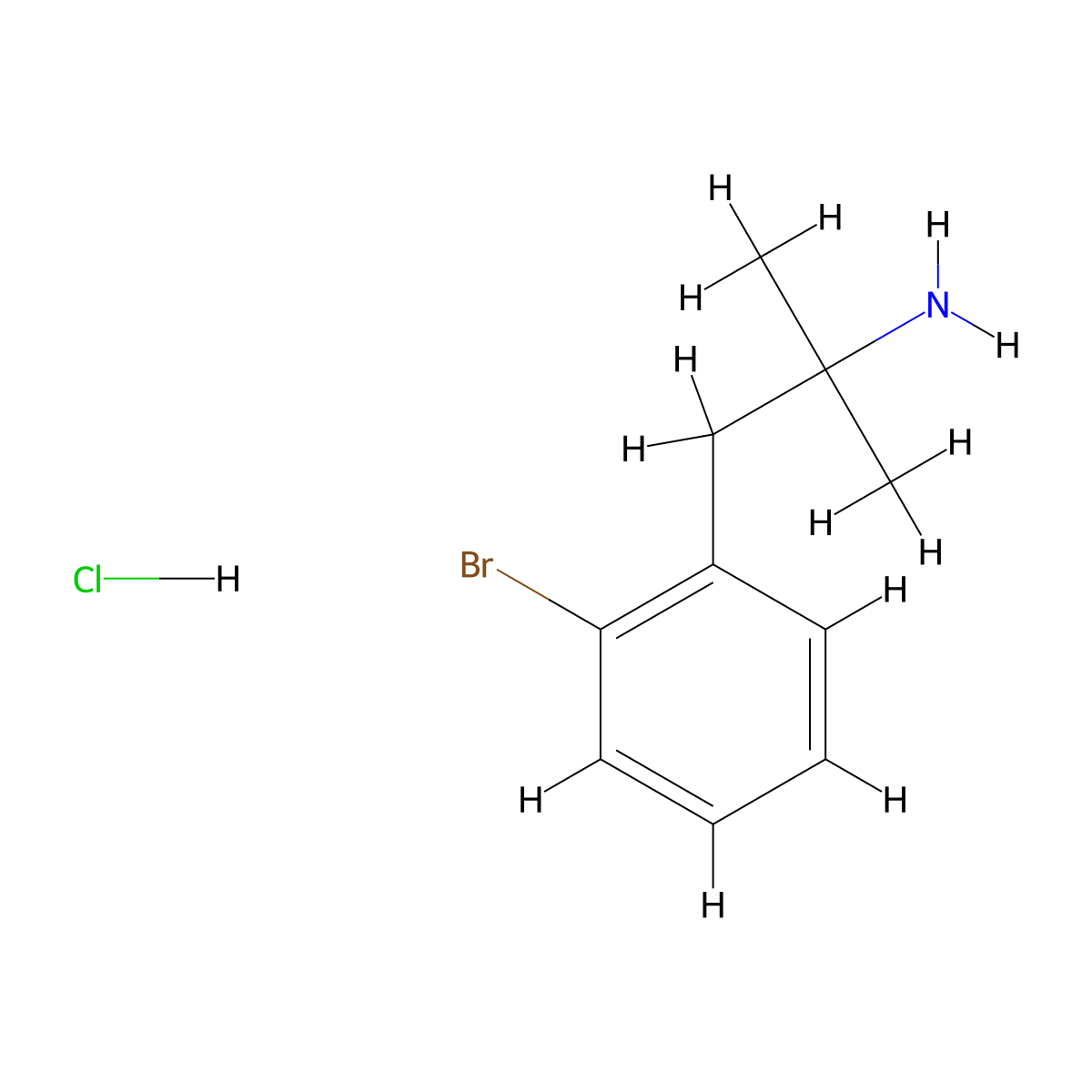 Phenethylamine, o-bromo-alpha,alpha-dimethyl-, hydrochloride molecular structure, CAS 64057-67-6