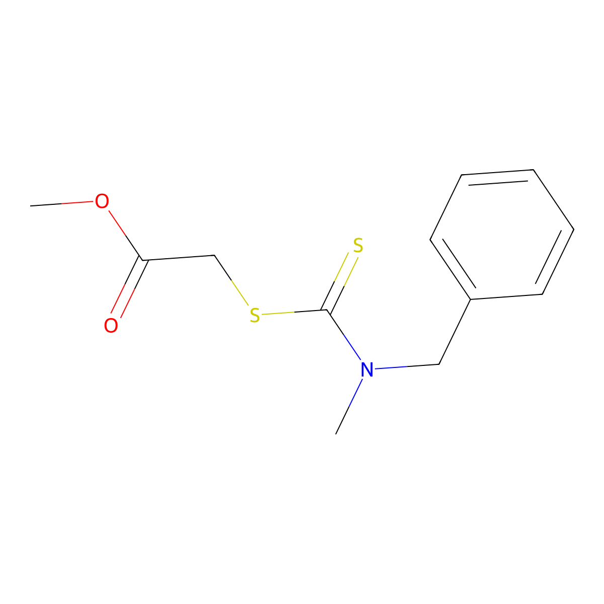 Carbomethoxymethyl benzylmethyl dithiocarbamate molecular structure, CAS 64057-87-0