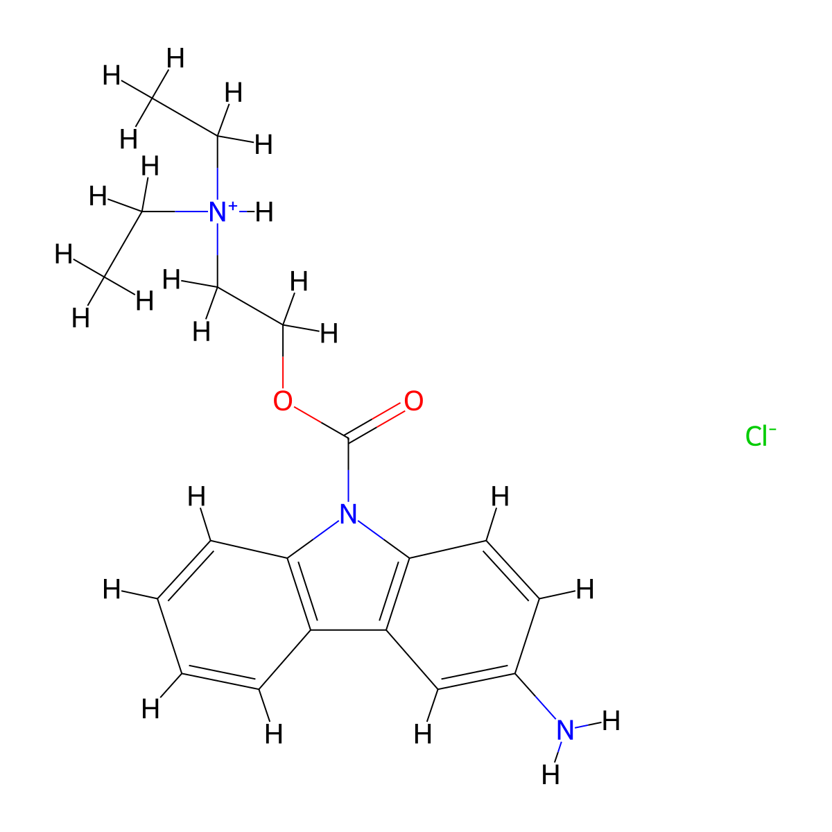 2-(Diethylamino)ethyl 3-amino-9H-carbazole-9-carboxylate--hydrogen chloride (1/1) molecular structure, CAS 64057-92-7