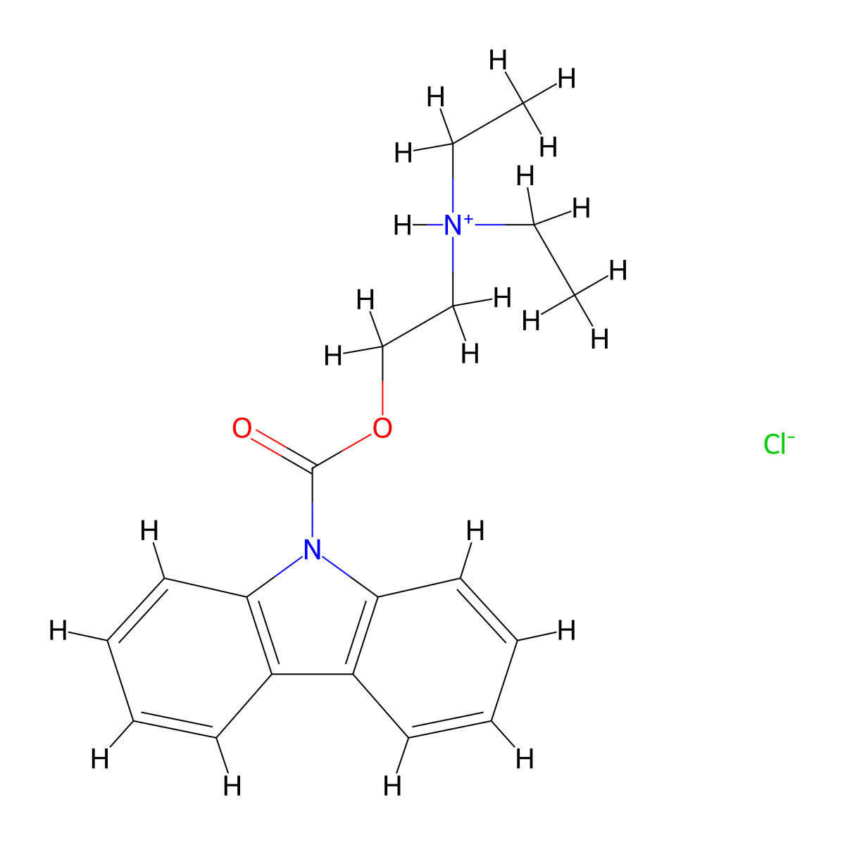 2-(Diethylamino)ethyl 9H-carbazole-9-carboxylate--hydrogen chloride (1/1) molecular structure, CAS 64057-94-9