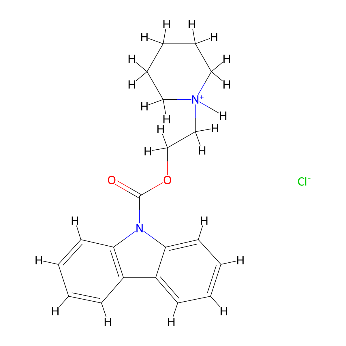 2-(Piperidin-1-yl)ethyl 9H-carbazole-9-carboxylate--hydrogen chloride (1/1) molecular structure, CAS 64057-97-2