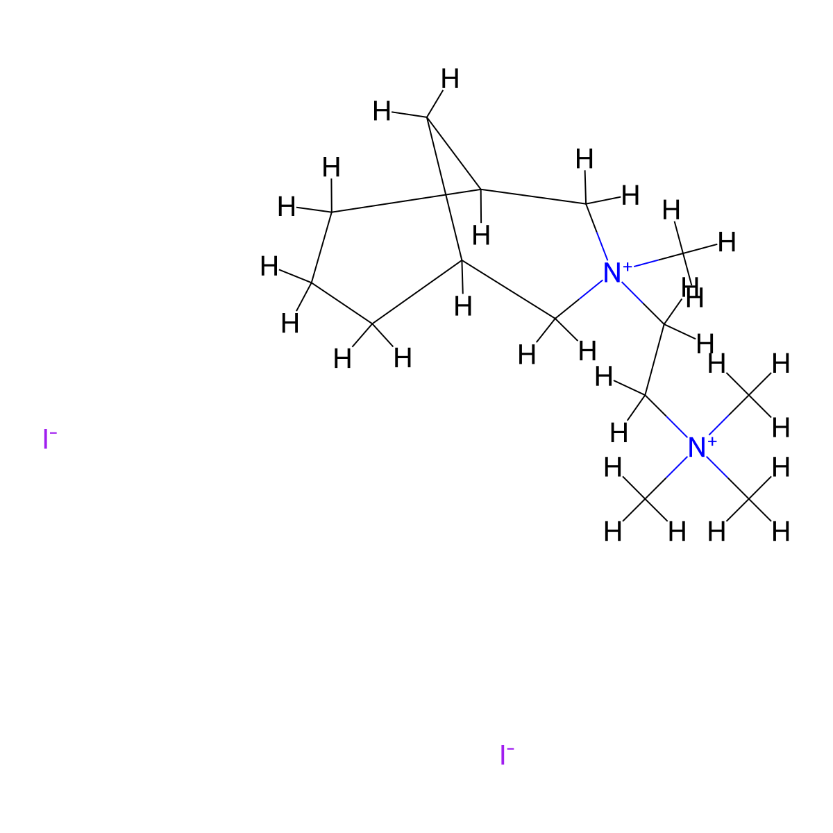 3-Azoniabicyclo(3.3.1)nonane, 3-methyl-3-(2-(trimethylammonio)ethyl)-, diiodide molecular structure, CAS 64058-06-6