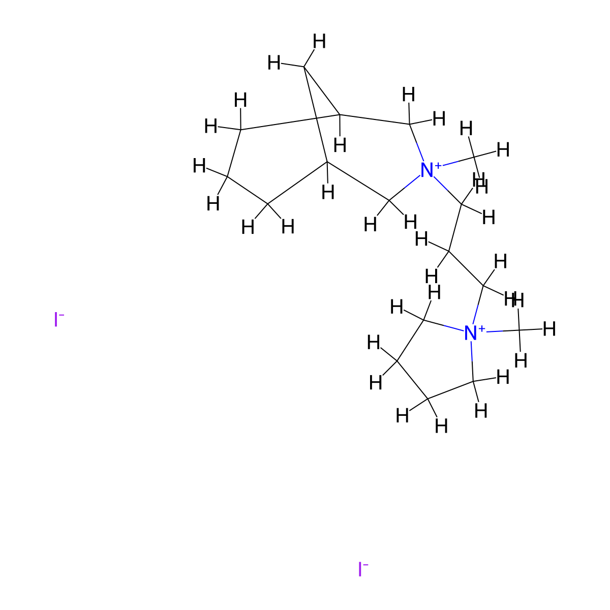 3-Azoniabicyclo(3.3.1)nonane, 3-methyl-3-(3-(1-methylpyrrolidinio)propyl)-, diiodide molecular structure, CAS 64058-11-3