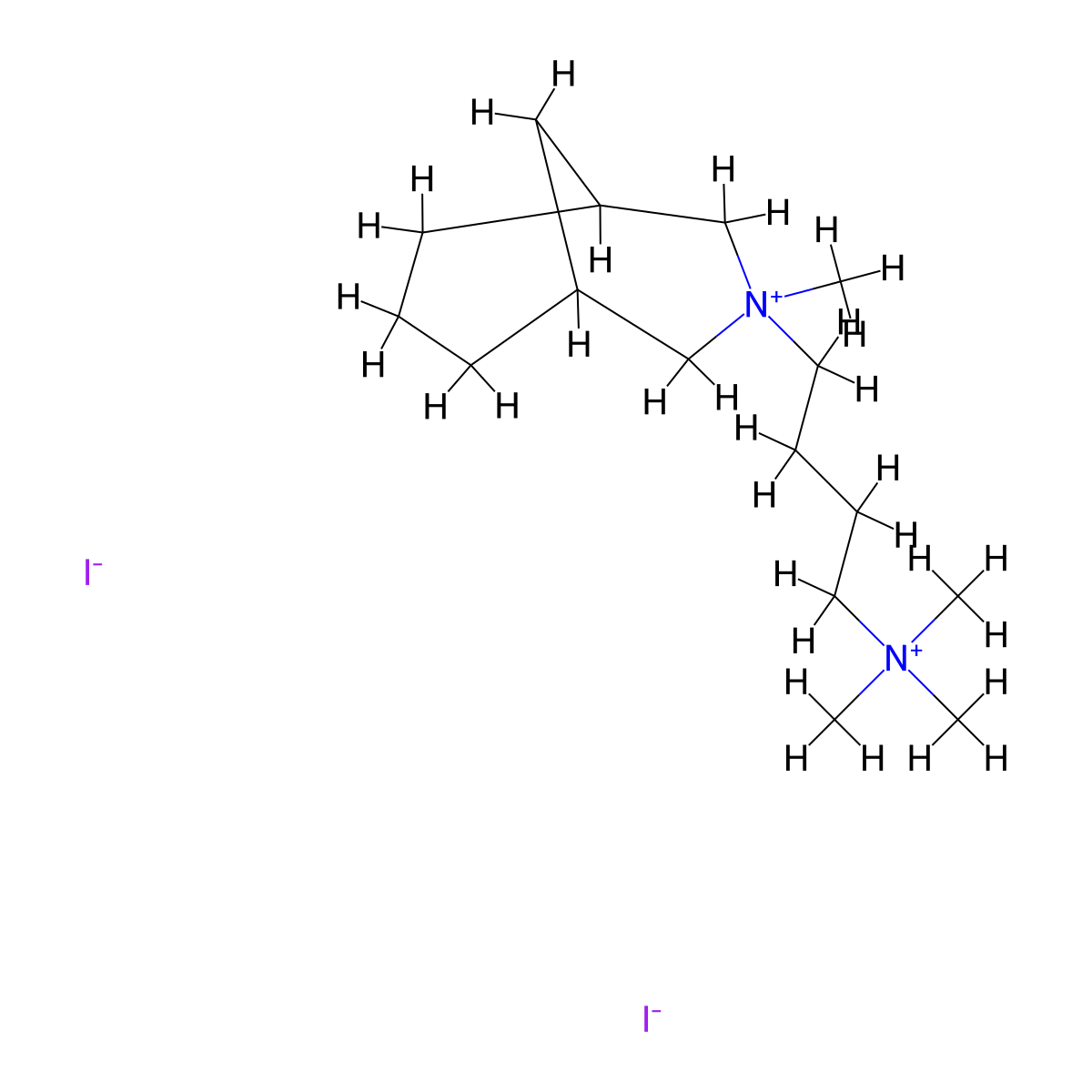 3-Azoniabicyclo(3.3.1)nonane, 3-methyl-3-(4-(trimethylammonio)butyl)-, diiodide molecular structure, CAS 64058-12-4