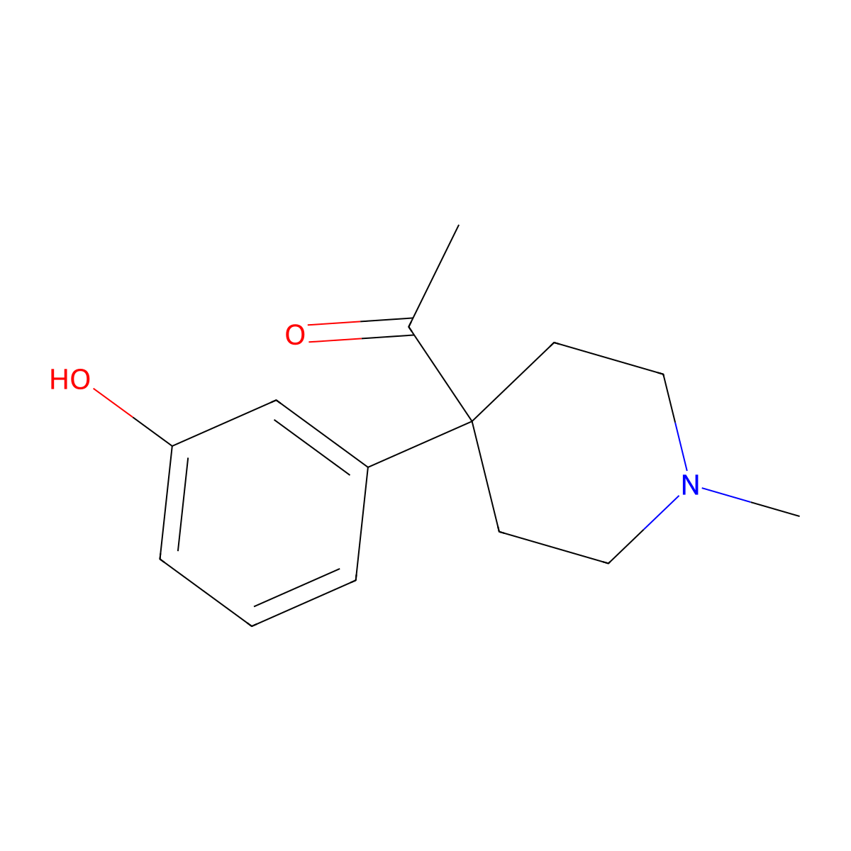 1-(4-(3-Hydroxyphenyl)-1-methyl-4-piperidinyl)ethanone molecular structure, CAS 64058-44-2